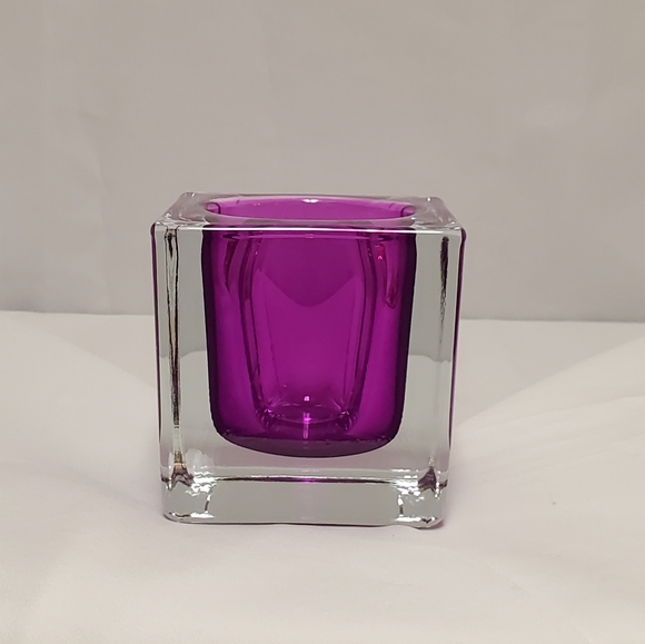 Cubed Submerged Purple Candle Holder - Picture 2 of 9